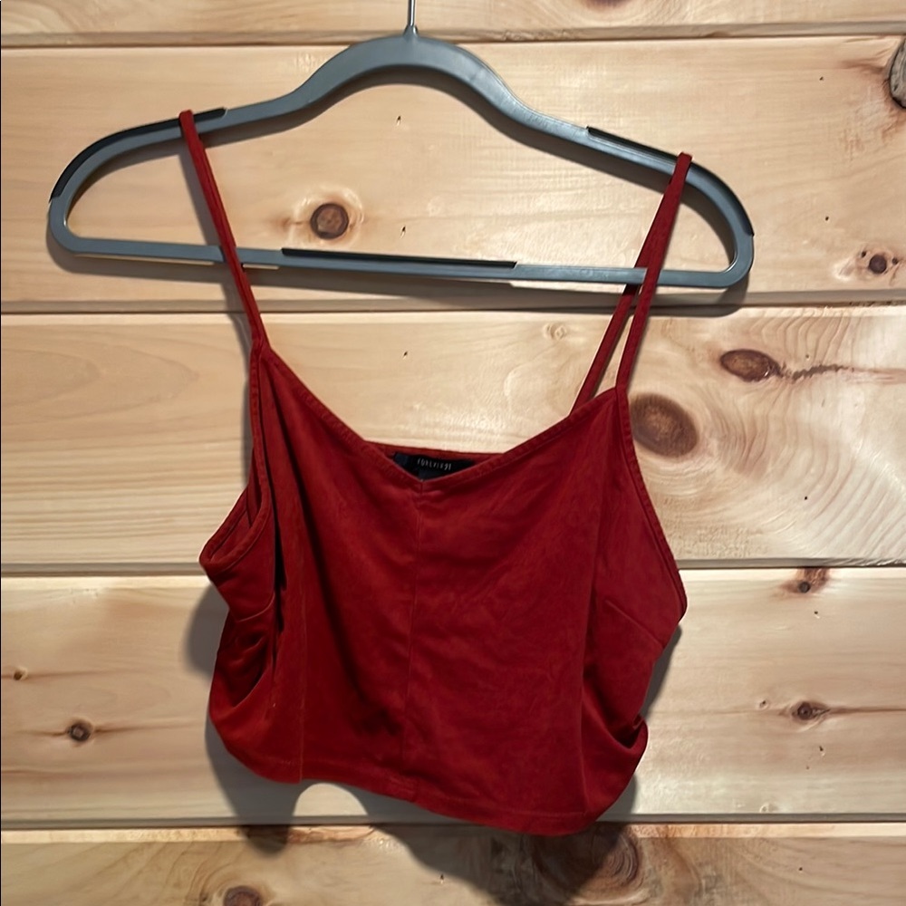 Burnt Orange Faux Suede Women's Crop Top
